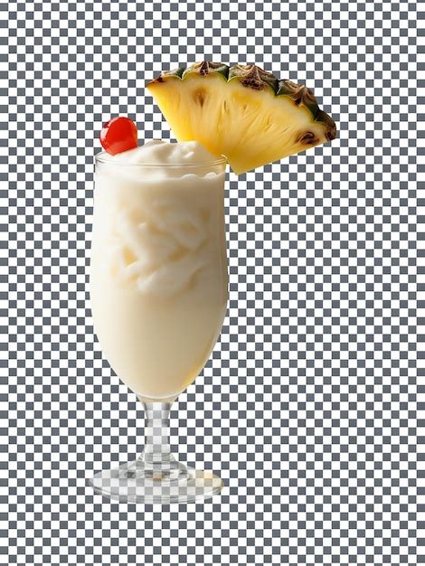 Premium Psd Tasty Pina Colada Glass With Pineapple Slice Isolated On