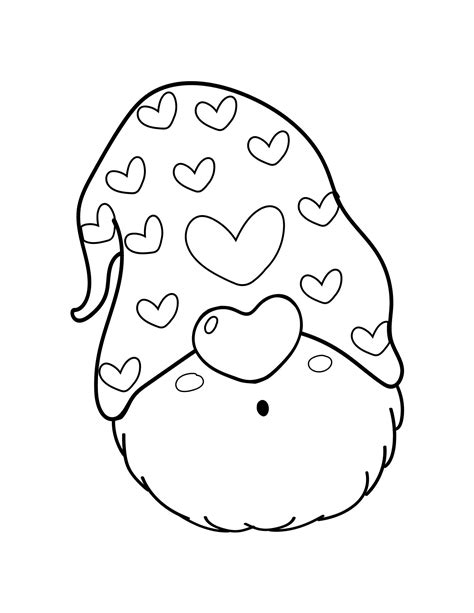 Valentine Gnome Coloring Pages Etsy