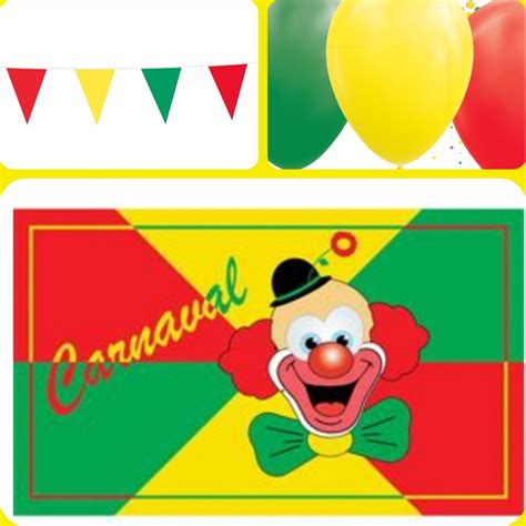 1 X Vlag Clown And 1 X Vlaggenlijn And 10 Ballonnen Rood Geel Groen