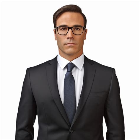 Premium Photo A Man Wearing Glasses And A Suit With A Tie That Says