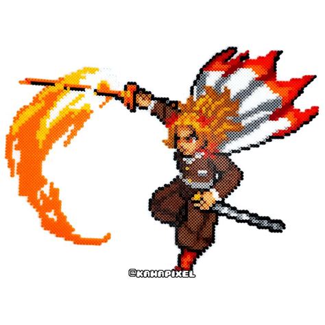 Rengoku In 2024 Perler Bead Art Pixel Art Hama Beads