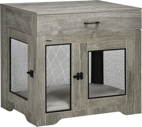 PawHut Cage Pour Chien Cage Pour Animaux Cage Chien 2 Portes 1 Tiroir