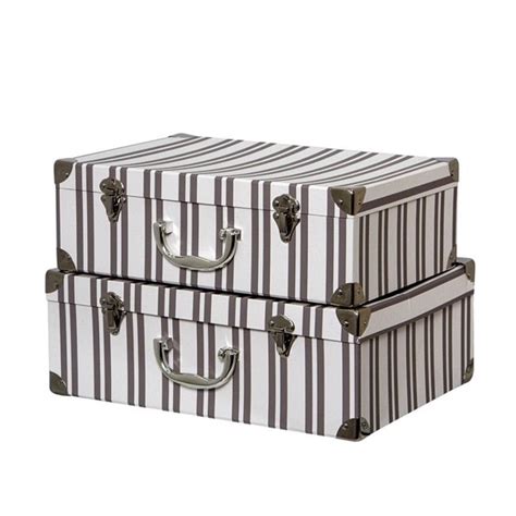 Nesting Suitcases Set Of 2 White With Grey Stripes Diy Etsy Australia