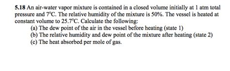 Solved An Air Water Vapor Mixture Is Contained In A Chegg