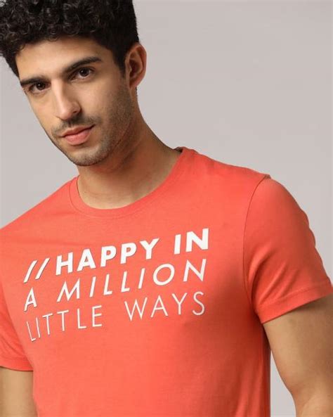 Buy Typographic Print Slim Fit Crew Neck T Shirt Online At Best Prices In India Jiomart