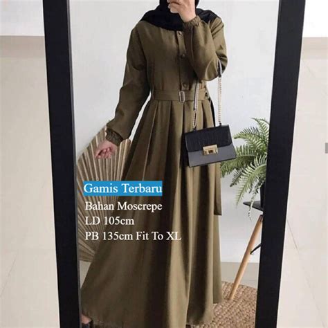 Jual Gamis Monna Belt Maxi Dress Ity Crepe Syari Remaja Dewasa Model