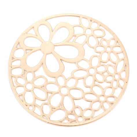 Estampes Pendentif Connecteur Filigrane Cercle Multi Fleurs Mm M Tal