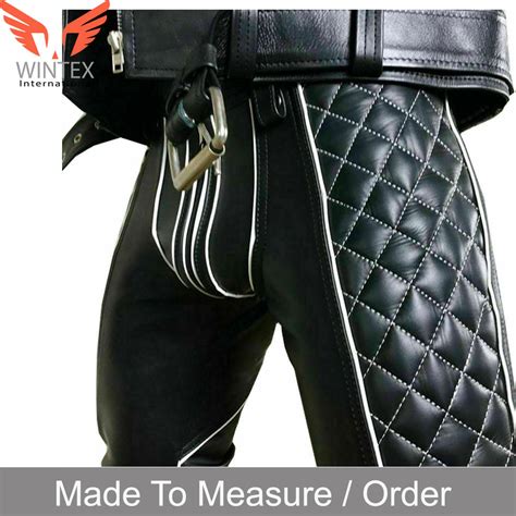 Mens Real Leather Bikers Pants Quilted Leather Pants With Contrast Co Wintex International