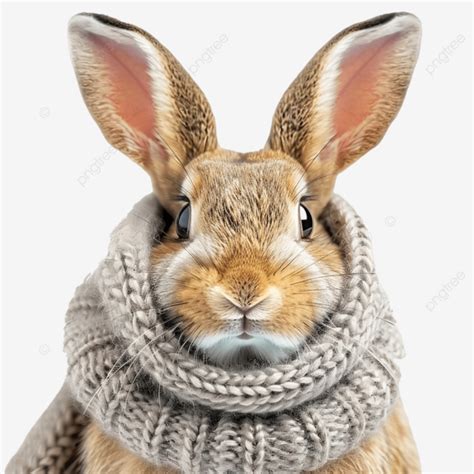 Cute Rabbit Wearing Ear And Neck Warmers Cute Rabbit Bunny PNG