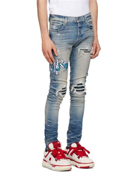 Amiri Blue Mx1 Embroidered Jeans For Men Lyst