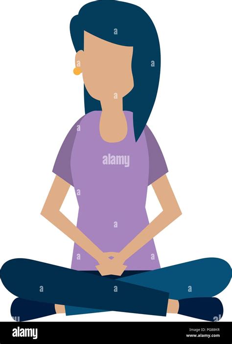 Young Woman Sitting Lotus Pose Vector Illustration Design Stock Vector