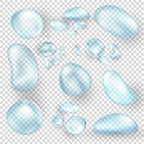 Premium Vector Set Of Realistic Shiny Pure Water Drops Aqua Droplets