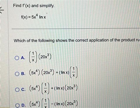 [answered] Find F X And Simplify F X 5x In X Which Of The Following