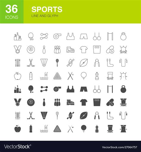 Sports Line Web Glyph Icons Royalty Free Vector Image