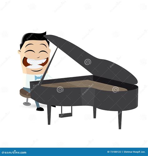 Funny Cartoon Man Is Playing Piano Stock Vector Illustration Of