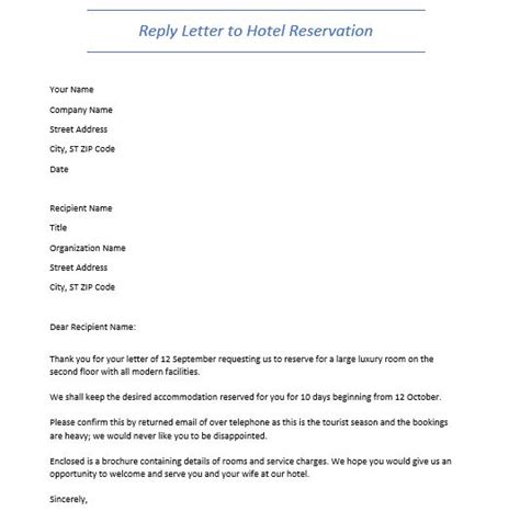 Sample Reservation Letters Format Examples And How To 52 OFF