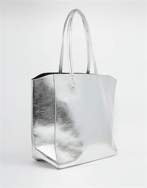 Lyst Asos Metallic Tote Shopper Bag In Metallic