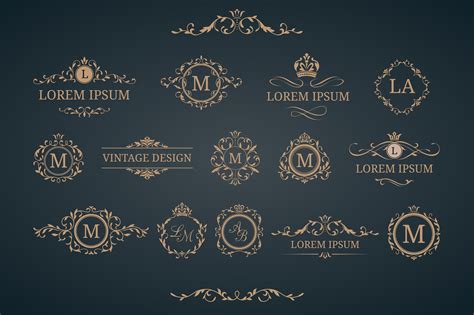 Vintage Monogram Design Templates By Maria Kolyadina
