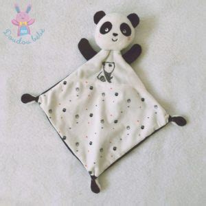 Doudou Plat Panda Blanc Noir Empreintes Mots D Enfants