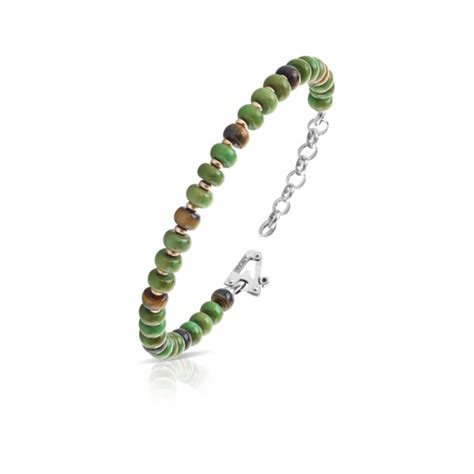 Bracciale Arkano Argento Occhio Di Tigre E Turchese Verde