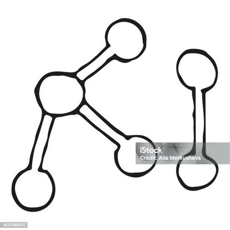 Chemical Connection Hand Drawing Vector Doodle Illustration Molecular Structure Connections