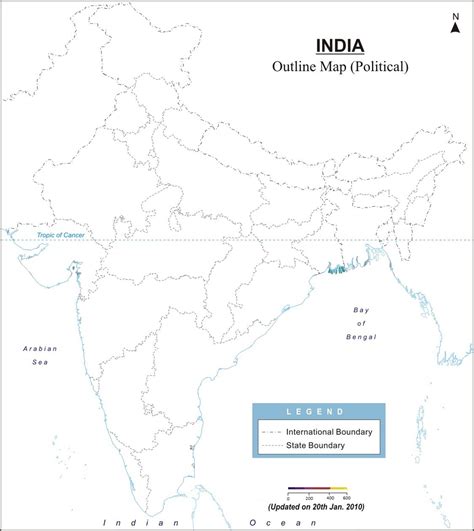 India Political Map A4 Size