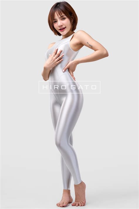 Satin Lycra Unitard Silver Shiny Catsuit Hiro Gato