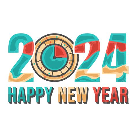 Design Colorido De Tipografia De Celebração De Feliz Ano Novo De 2024