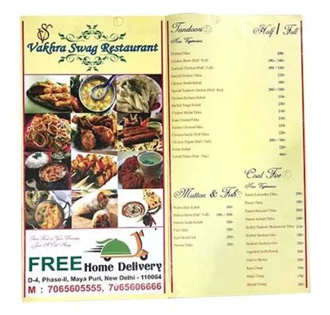 Paper Menu Card Printing Services For Hotel And Resturant At Best Price