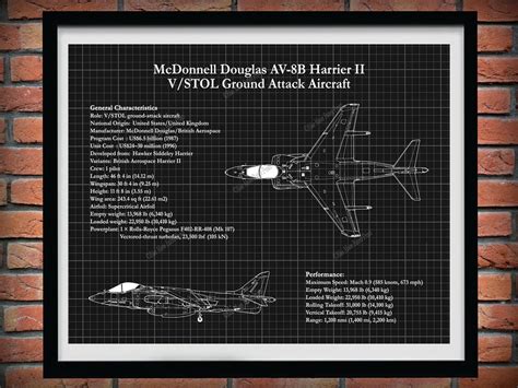 Av 8b Harrier Ii Blueprint Mcdonnell Douglas Av 8b Vstol Ground