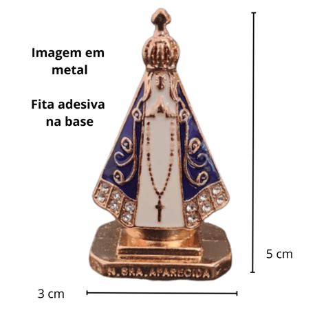 Imagem Nossa Senhora Aparecida Metal Painel Carro Escritorio 5 Cm