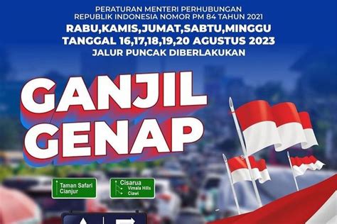 Jadwal Ganjil Genap Puncak Bogor Hari Ini 17 20 Agustus 2023 Libur HUT