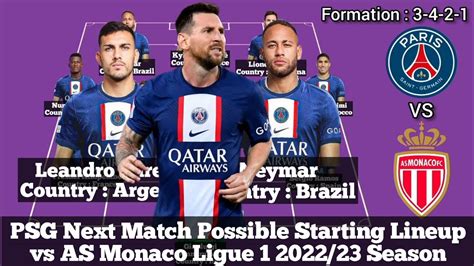 Psg Next Match Possible Starting Lineup Vs As Monaco Ligue