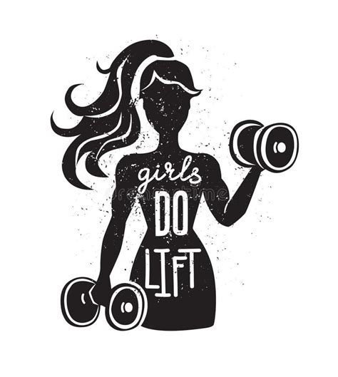 Vector Fitness Girls Lifting Dumbbells In The Gym Stock Vector