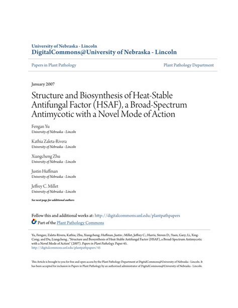 Pdf Structure And Biosynthesis Of Heat Stable Antifungal Factor Hsaf