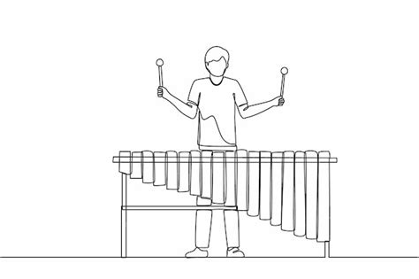 Premium Vector Continuous One Line Drawing Man Percussion Player Play