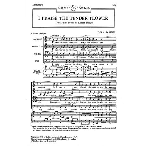 I Praise The Tender Flower No 1 7 Poems Of Robert Bridges SATB By