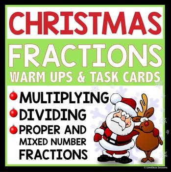 Christmas Multiply And Divide Fraction Task Cards And Warm Ups Tpt