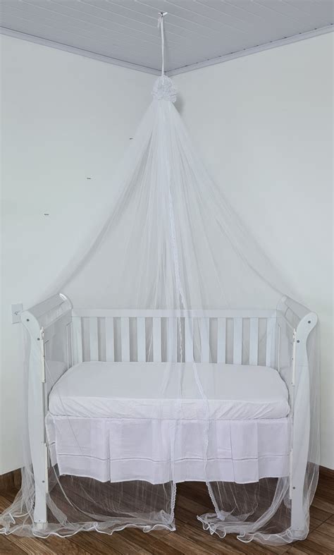 Mosquiteiro De Teto Poly Cortinado Ber O Tulle Renda Branco