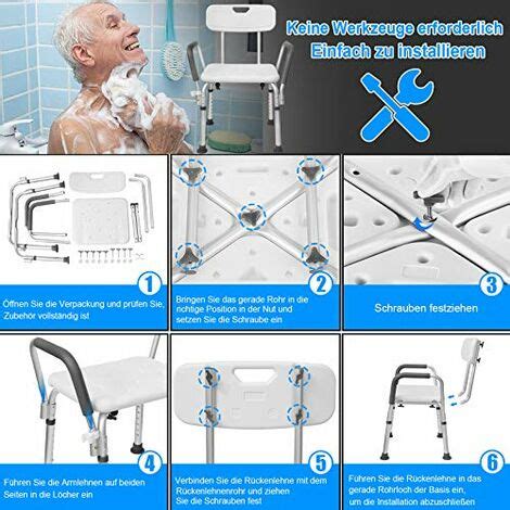 Badhocker Aluminium Duschhocker H Henverstellbar Duschstuhl Mit