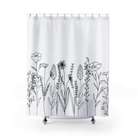 Field Of Wildflowers Shower Curtain Botanical Bath Decor Etsy