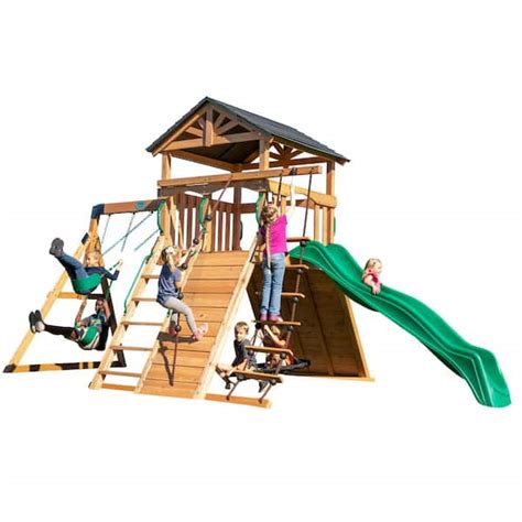 Backyard Discovery Endeavor All Cedar Wooden Swing Set 2200104com The Home Depot