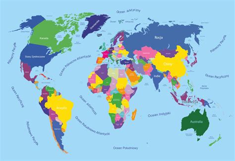 Fototapeta Mapa Świata po polsku porównaj ceny Allegro pl