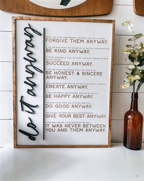 Mother Teresa Do It Anyway Sign Anyway Sign Do It Anyway Poem Wooden