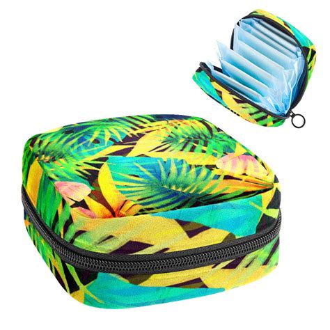 Ownta Tropical Leaf Pattern Premium Storage Bag Period Purse Pencil