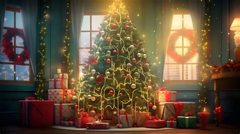 Premium AI Image A Beautifully Decorated Christmas Tree Surrounded By