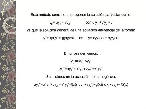 Ecuaciones Diferenciales Lineales Por Variacion De Parametros Ppt