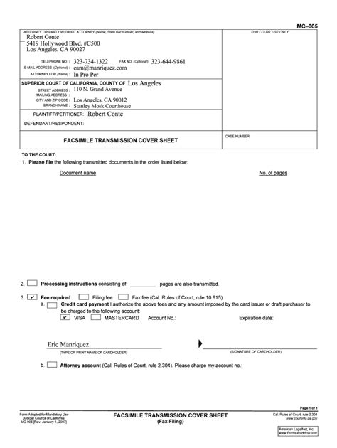 Fillable Online Unlawful Detainer Facsimile Cover Sheer Mc Pdf Fax