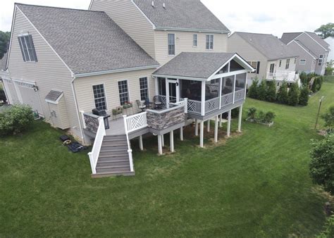 This Porch And Deck Combination Was Constructed Using Timbertech Ash