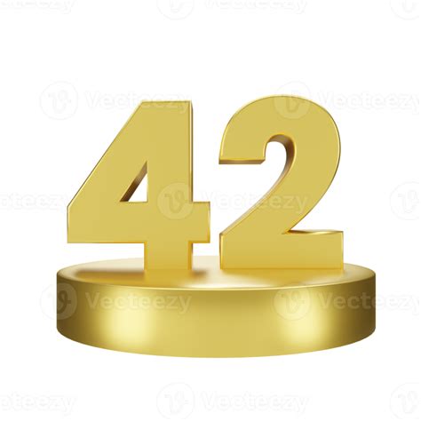 Número 42 Em A Dourado Pódio 22285661 Png